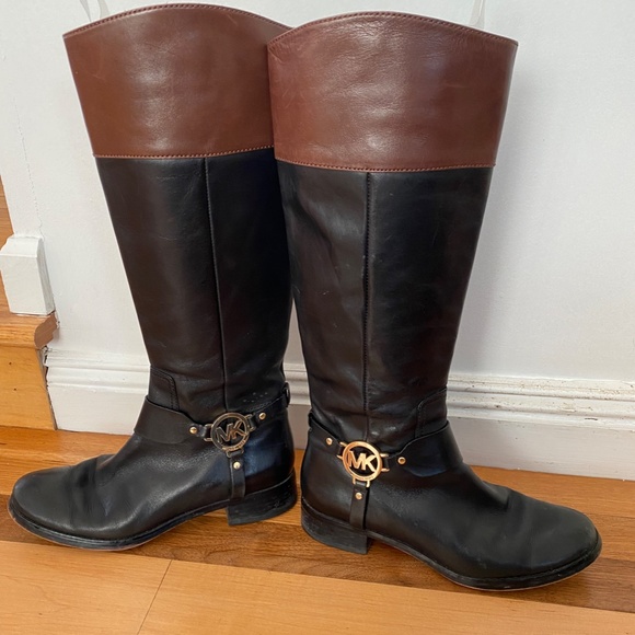 Michael Kors Black/Brown Knee-High Boots - Picture 3 of 6